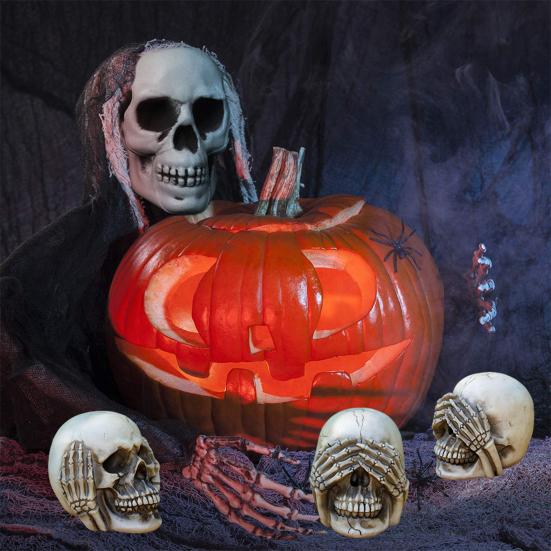 Halloween Skull Figurine See Speak Hear No Evil Resin Skeleton Head Realistic Human Skull Model Statue for Bar Home Table Decor C
Halloween Skull Figurine See Speak Hear No Evil Resin Skeleton Head Realistic Human Skull Model Statue for Bar Home Table Decor C