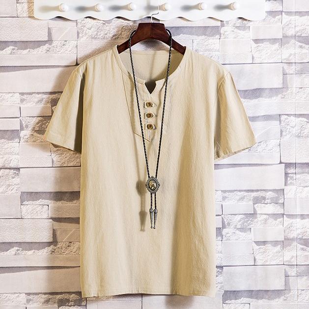 Summer Men s Button Loose Shirts Casual Male V-Neck Short Sleeve Harajuku Cotton Linen T-shirt Tops 5XL
Summer Men s Button Loose Shirts Casual Male V-Neck Short Sleeve Harajuku Cotton Linen T-shirt Tops 5XL