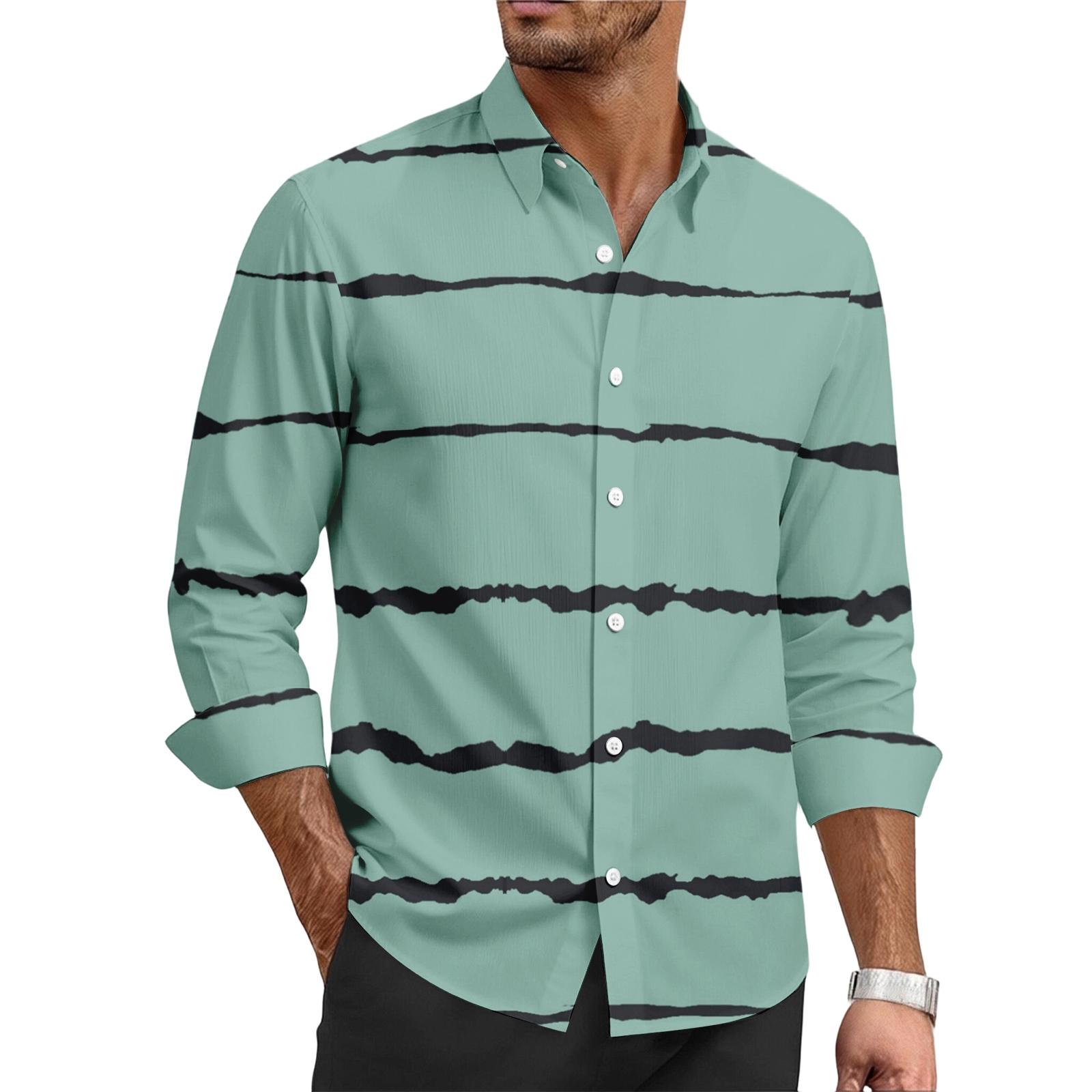 Men s casual stylish striped printed shirt - Men s lapel buttoned long-sleeved shirt XL
Men s casual stylish striped printed shirt - Men s lapel buttoned long-sleeved shirt XL