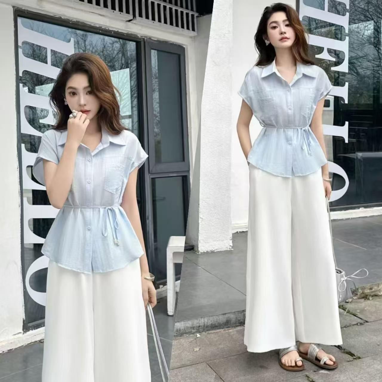 Summer 2026 Elegant High-Waisted Lace-Up Wide-Leg Pants & Top Set - Stylish Two-Piece Ensemble S (recommended 75-90 jin)
Summer 2026 Elegant High-Waisted Lace-Up Wide-Leg Pants & Top Set - Stylish Two-Piece Ensemble S (recommended 75-90 jin)