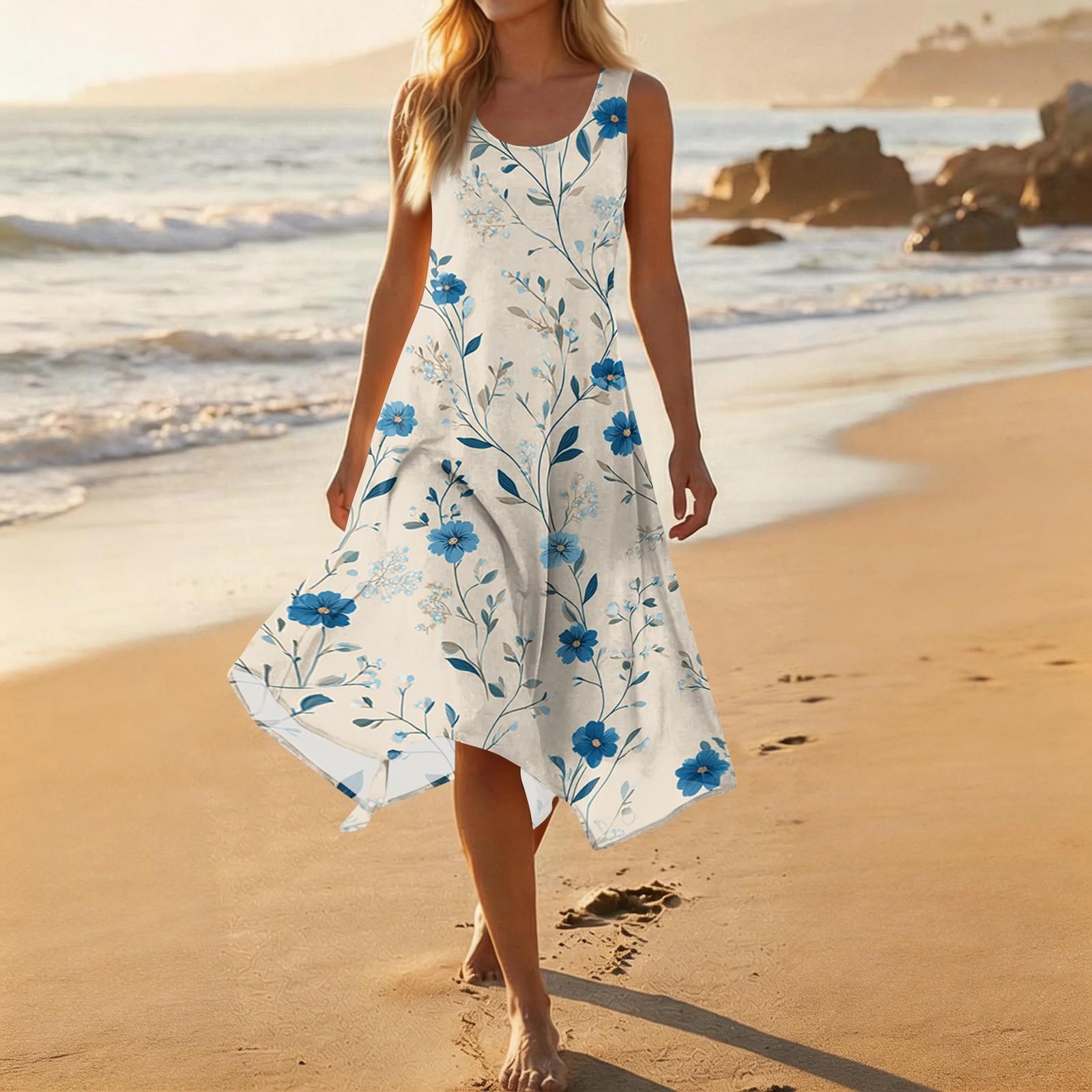 Women Sleeveless Floral Print Dress Casual Round Neck Irregular Hem Mid Length Summer Dress XXL
Women Sleeveless Floral Print Dress Casual Round Neck Irregular Hem Mid Length Summer Dress XXL