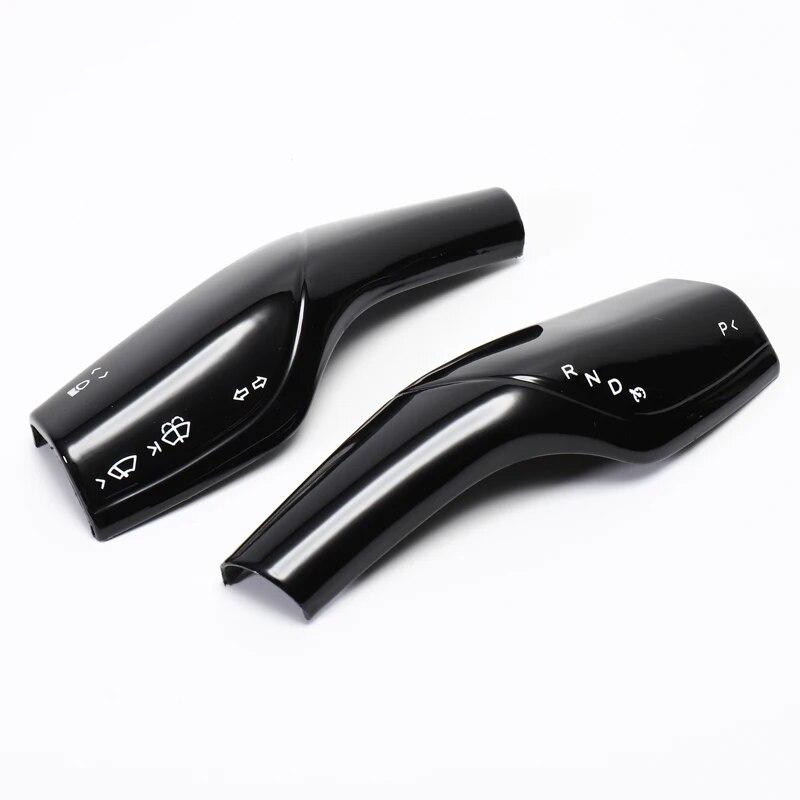 Для Tesla Model 3 Y модифицированное углеродное волокно Model3 2023, рычаг переключения передач стеклоочистителя, декоративная наклейка, защитный чехол, аксессуары M3-DE41LBLACK