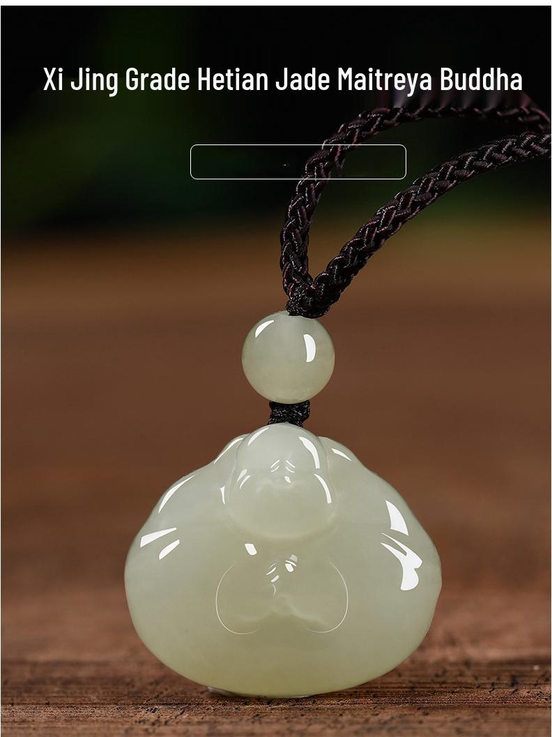 Genuine Hetian Jade Maitreya Buddha Pendant Necklace for Women
Genuine Hetian Jade Maitreya Buddha Pendant Necklace for Women