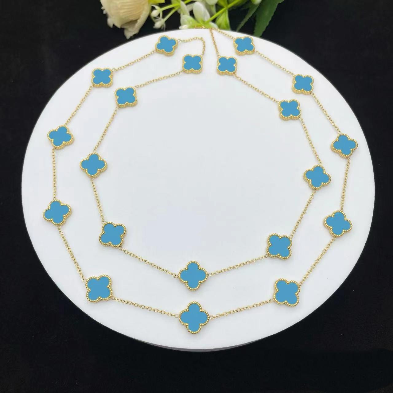 Классический стиль Двусторонний 20 цветов Четырехлистный клевер 18К Цепочка для свитера Длина 90см Легкая роскошь Высокое чувство Женское ожерелье синий
Классический стиль Двусторонний 20 цветов Четырехлистный клевер 18К Цепочка для свитера Длина 90см Легкая роскошь Высокое чувство Женское ожерелье синий