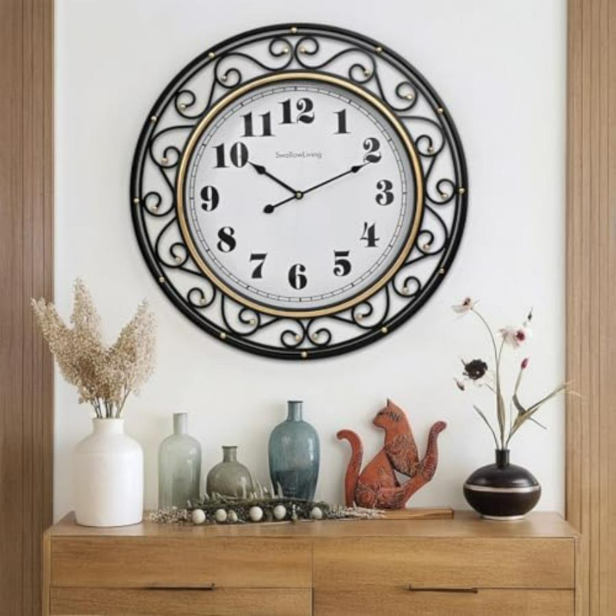 24 Inch Vintage Iron Metal Frame Wall Clock Silent Battery Operated Elegant Retro Decor for Living Room Kitchen Office Dining R чёрный
24 Inch Vintage Iron Metal Frame Wall Clock Silent Battery Operated Elegant Retro Decor for Living Room Kitchen Office Dining R чёрный