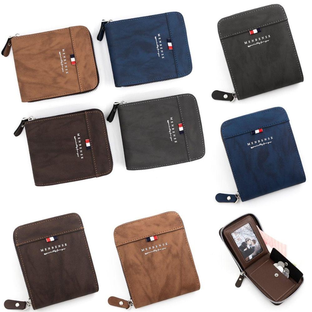 Multi-position Men s Short Wallet Large Capacity Male Leather Purse ID Card Holder Daily Use