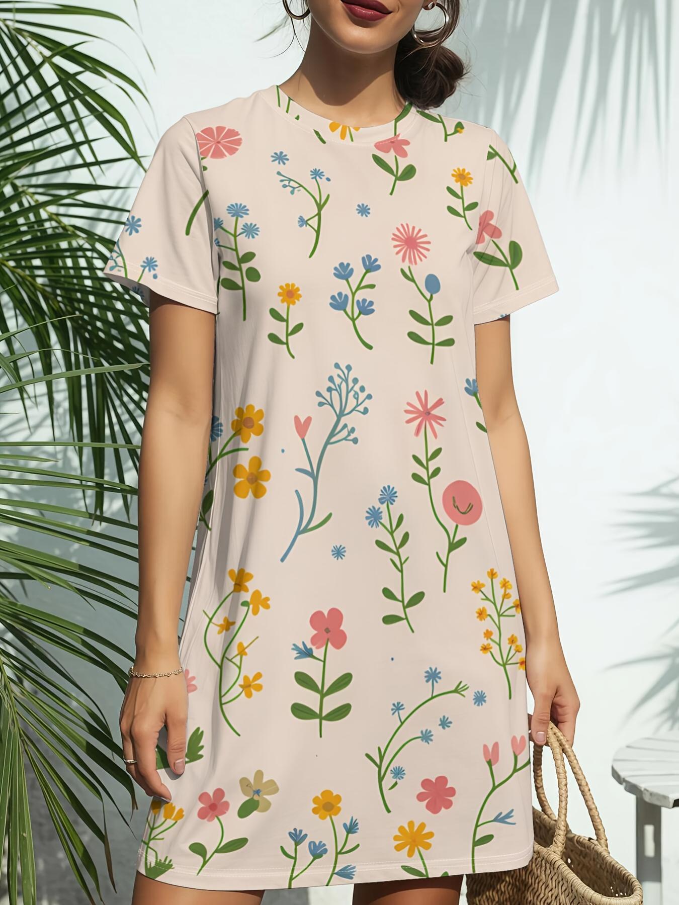 Ditsy Floral Women S New Round Neck Short Sleeve T-Shirt Dress Features American Fashion Trends with Digital Prints. Perfect for Casual Wear in Spring 2XL дубильная кора
Ditsy Floral Women S New Round Neck Short Sleeve T-Shirt Dress Features American Fashion Trends with Digital Prints. Perfect for Casual Wear in Spring 2XL дубильная кора