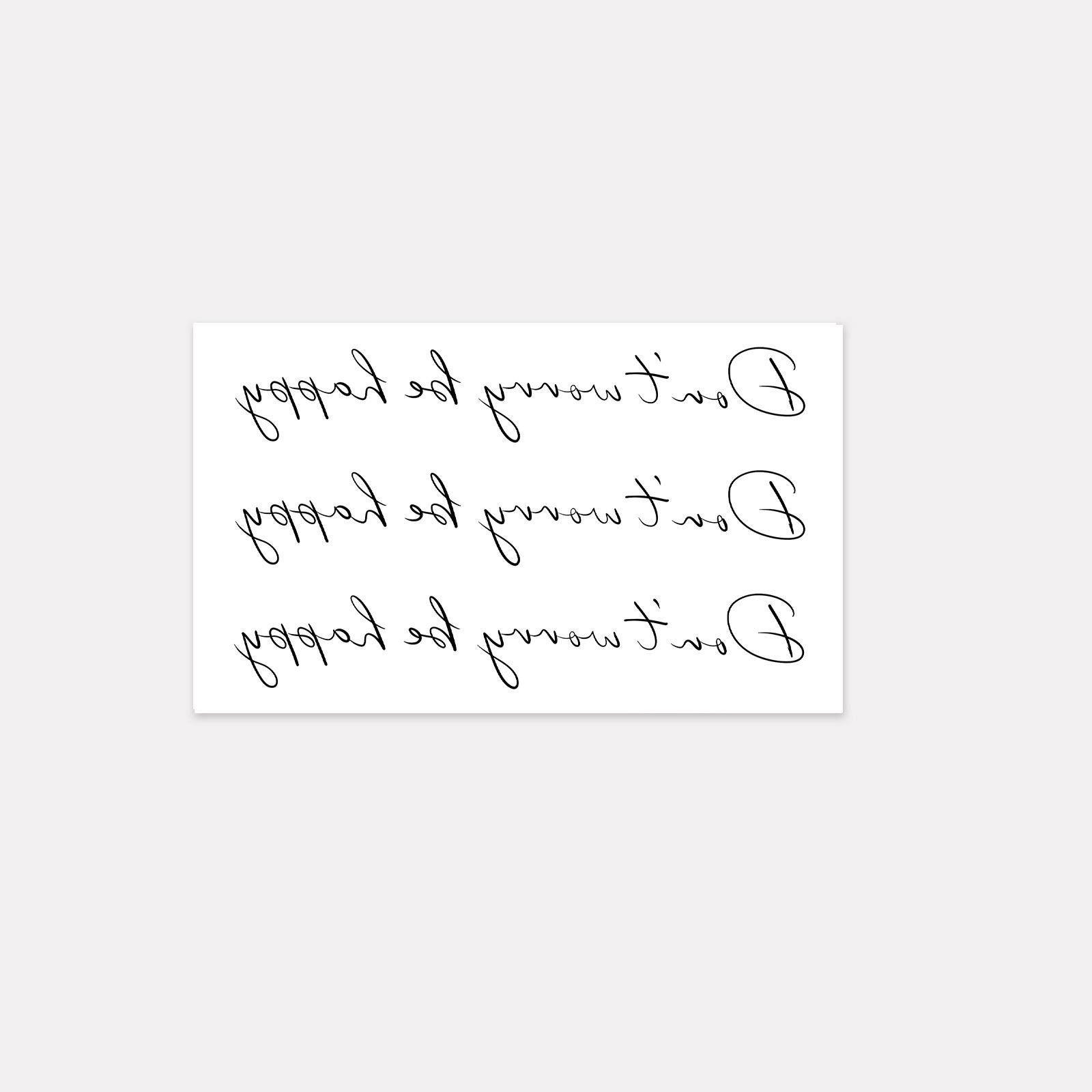 Healing Handwritten English Tattoo Sticker, Minimalist Flower Body, Don T Worry About Being Happy, Lasting Waterproof 9*15
Healing Handwritten English Tattoo Sticker, Minimalist Flower Body, Don T Worry About Being Happy, Lasting Waterproof 9*15