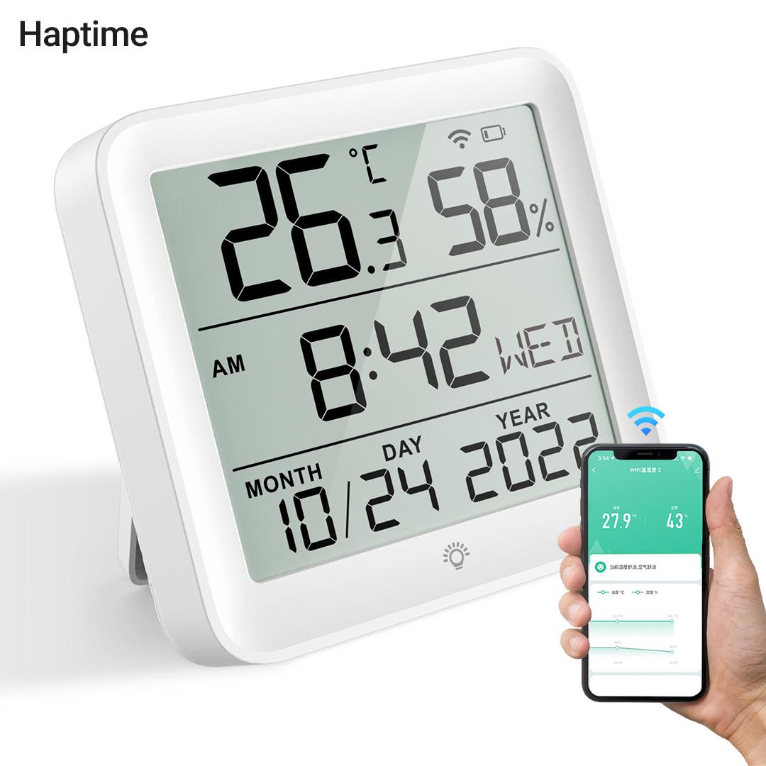 Умные часы Haptime, часы для измерения температуры и влажности, гигрометр для умного дома с преобразованием ℉/℃, WIFI-дисплей, большой экран с подсветкой, ЖК-монитор
Умные часы Haptime, часы для измерения температуры и влажности, гигрометр для умного дома с преобразованием ℉/℃, WIFI-дисплей, большой экран с подсветкой, ЖК-монитор