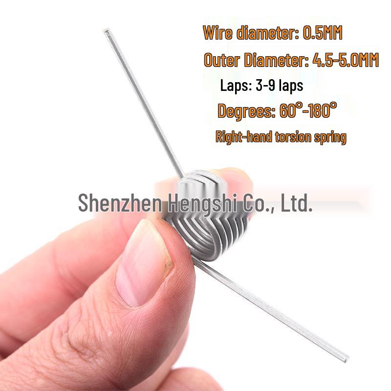 304 Stainless Steel Right-Hand Torsion Spring, 0.5mm Wire Diameter, 4.5-5.0mm Outer Diameter, Standard Volute Spring. Wire Diameter 0.5*Outer Diameter 5.0*3 Coils*90°
304 Stainless Steel Right-Hand Torsion Spring, 0.5mm Wire Diameter, 4.5-5.0mm Outer Diameter, Standard Volute Spring. Wire Diameter 0.5*Outer Diameter 5.0*3 Coils*90°