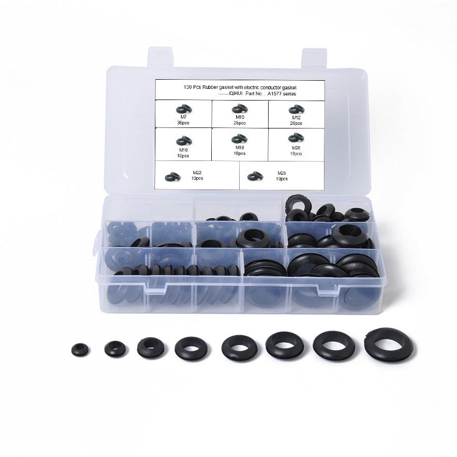 130 pcs. 8 types of double-sided wire bushings, gaskets, cable guards in black m16 m20 m22
130 pcs. 8 types of double-sided wire bushings, gaskets, cable guards in black m16 m20 m22