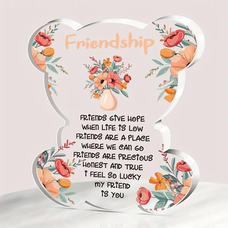 2D Flat, Sweet Friendship Gifts Bear Shaped Acrylic Desktop Decoration Plaque, Home Decor Plaque Hanging Wall Art Decorative Garden Decoration for Roo 9.3*10.9CM
2D Flat, Sweet Friendship Gifts Bear Shaped Acrylic Desktop Decoration Plaque, Home Decor Plaque Hanging Wall Art Decorative Garden Decoration for Roo 9.3*10.9CM
