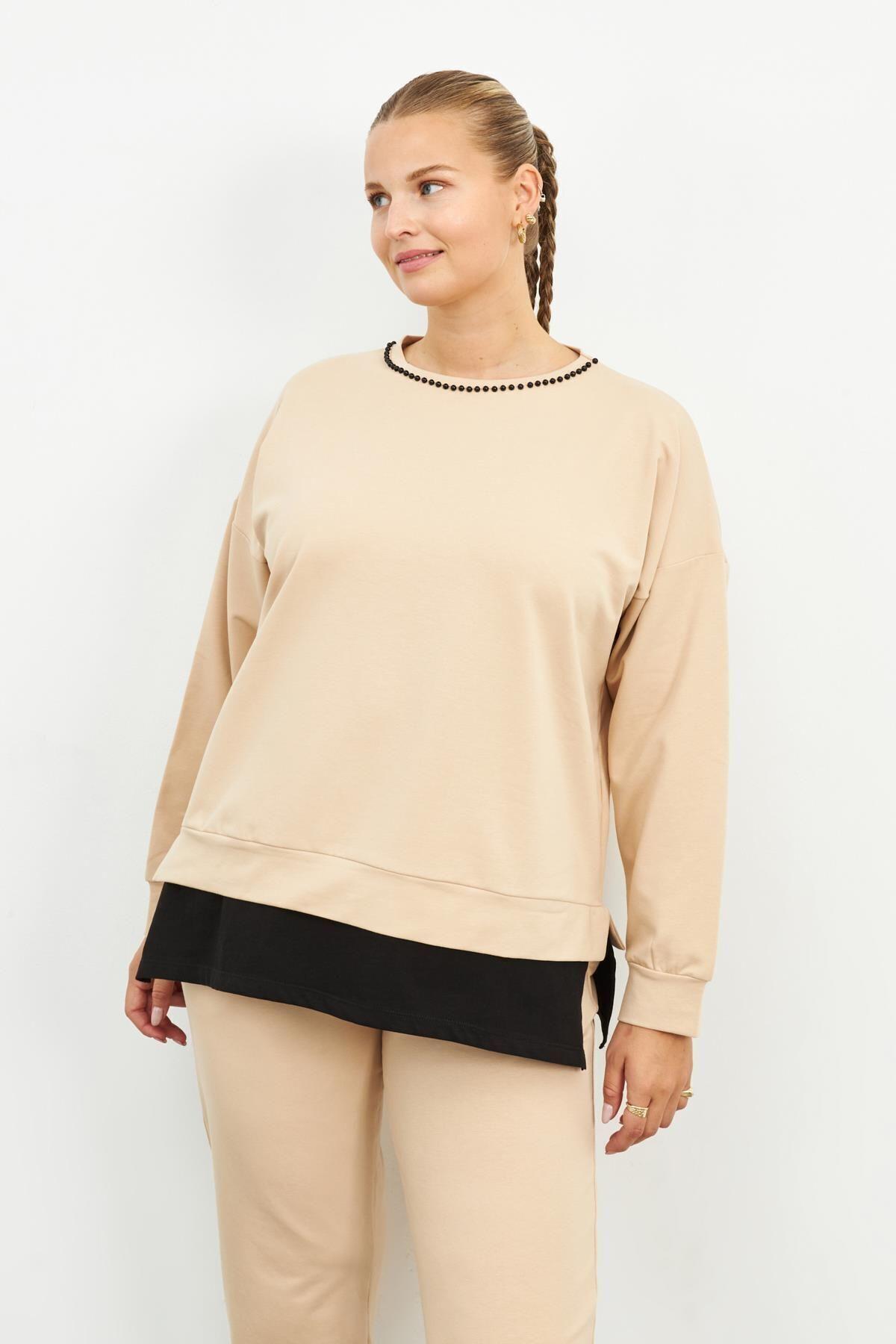 Women s Style Big Size Sweatshirt Beige Sweatshirt With Pearls On The Collar 3XL
Women s Style Big Size Sweatshirt Beige Sweatshirt With Pearls On The Collar 3XL