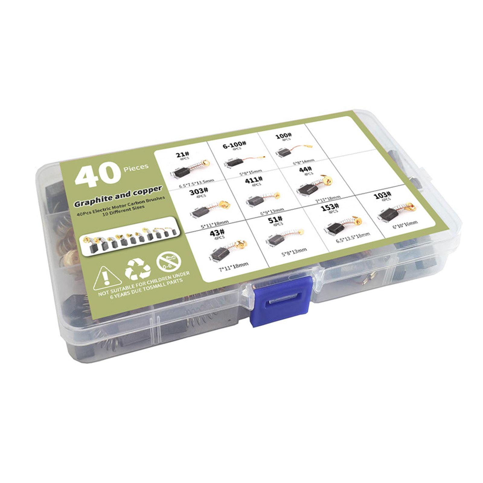 Комплект из 40 угольных щеток для электродвигателей, сменный комплект для электроинструментов 10 размеров, подходит для ремонта дрелей
Комплект из 40 угольных щеток для электродвигателей, сменный комплект для электроинструментов 10 размеров, подходит для ремонта дрелей