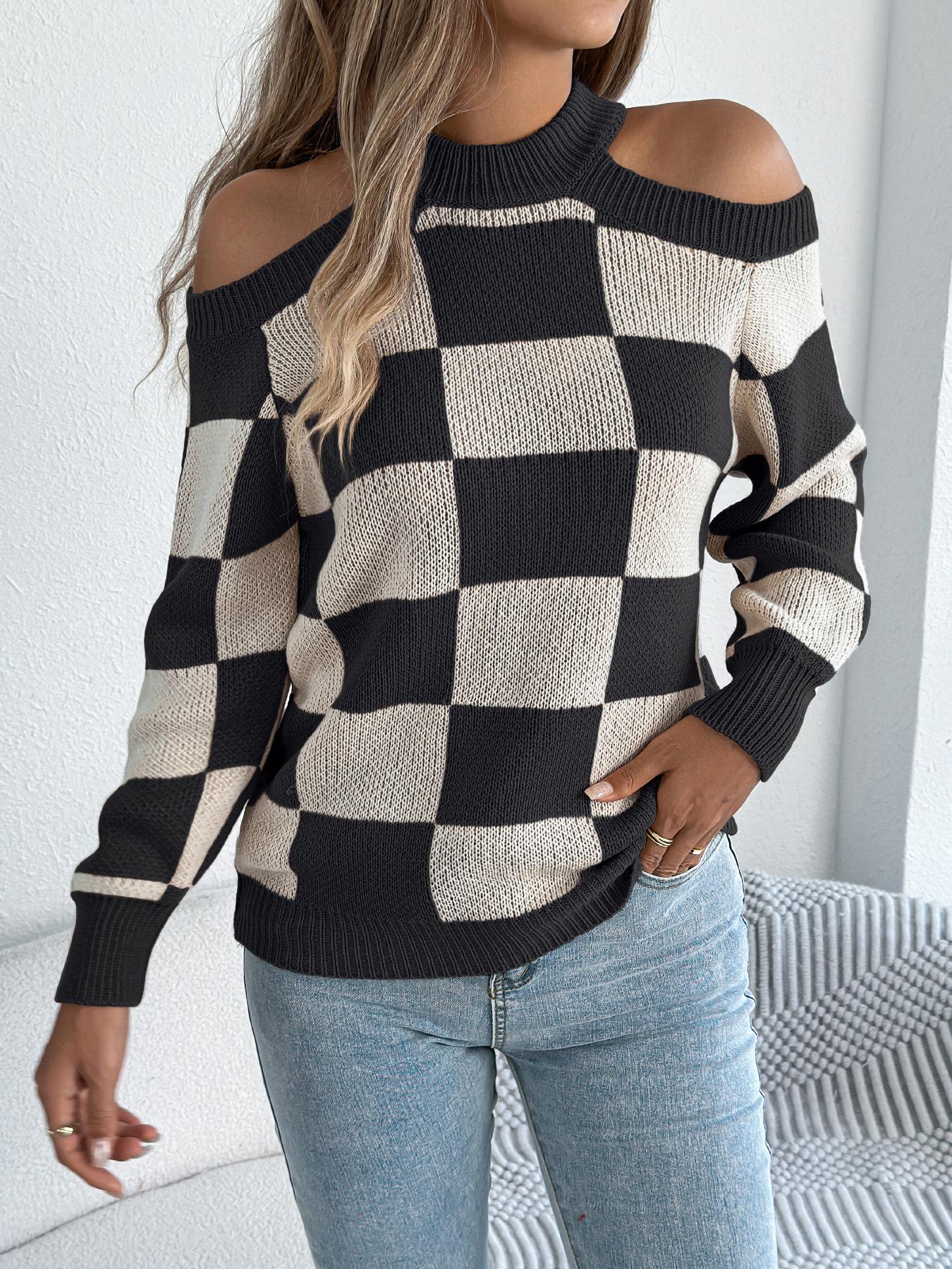 women s Off Shoulder Plaid Knit Sweater Long Sleeve Pullover Jumper Casual Top S чёрный
women s Off Shoulder Plaid Knit Sweater Long Sleeve Pullover Jumper Casual Top S чёрный