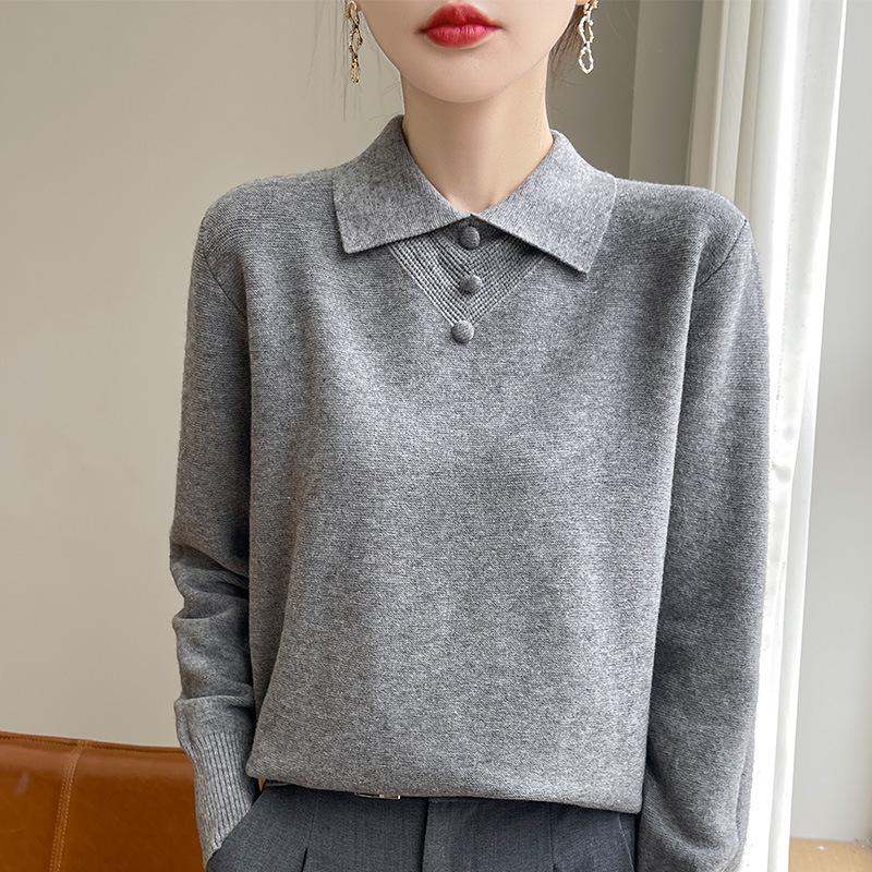 Women s French Spring & Autumn Polo Collar Knitted Sweater - Versatile Long Sleeve Base Layer M for 96-108 jin
Women s French Spring & Autumn Polo Collar Knitted Sweater - Versatile Long Sleeve Base Layer M for 96-108 jin