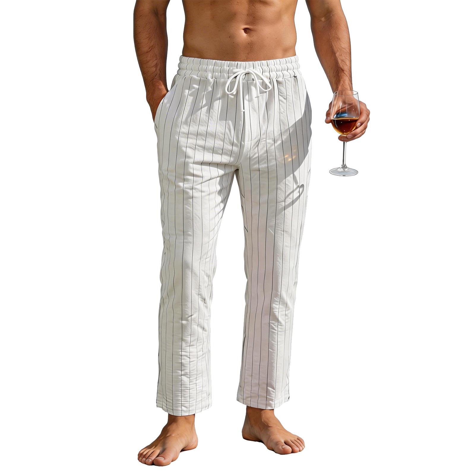 Men s Summer Casual Striped Drawstring Breathable Trousers XL білий
Men s Summer Casual Striped Drawstring Breathable Trousers XL білий