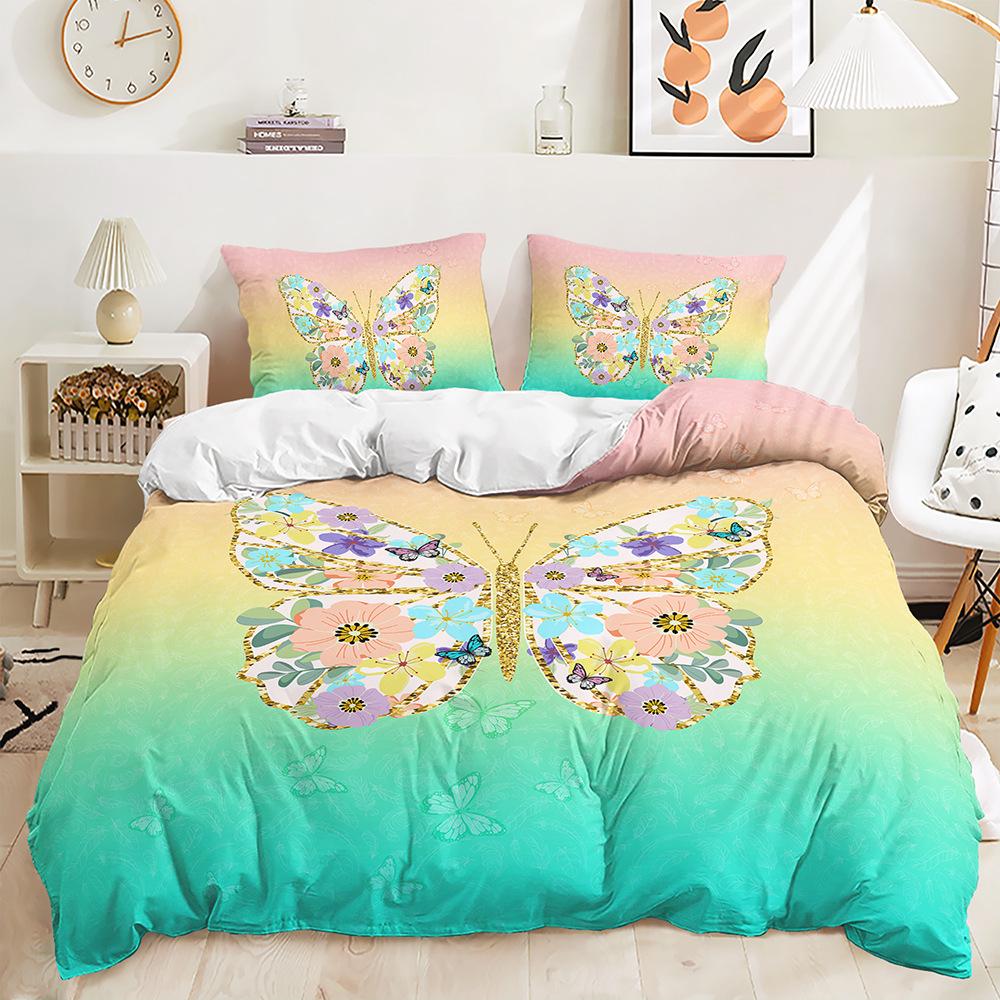 Bed Three-Piece Insect Butterfly Quilt Cover 3D Digital Printing Kit 135 * 200 (two-piece set) 90g
Bed Three-Piece Insect Butterfly Quilt Cover 3D Digital Printing Kit 135 * 200 (two-piece set) 90g