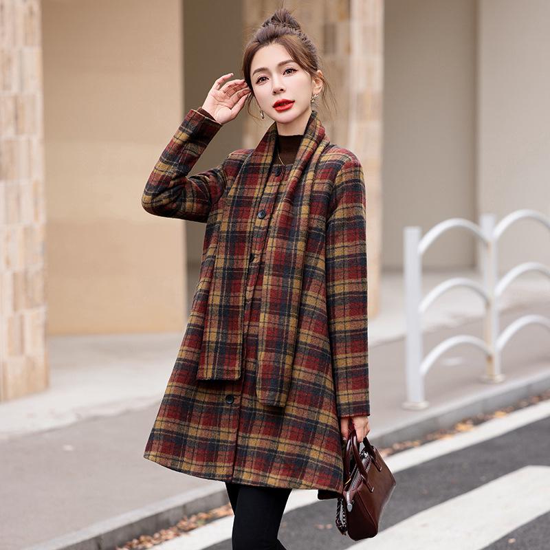 Women s Wool Plaid Long Coat with Scarf - Autumn & Winter Fashion HM2882 M (90-115 jin)
Women s Wool Plaid Long Coat with Scarf - Autumn & Winter Fashion HM2882 M (90-115 jin)