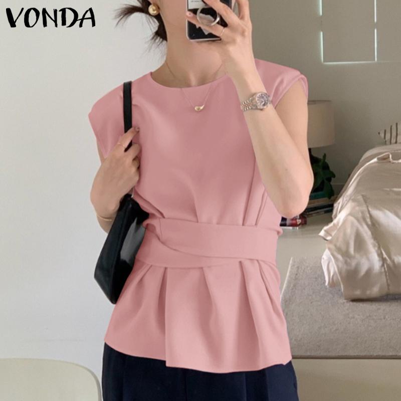 Летний женский топ без рукавов с круглым вырезом VONDA 
Летний женский топ без рукавов с круглым вырезом VONDA