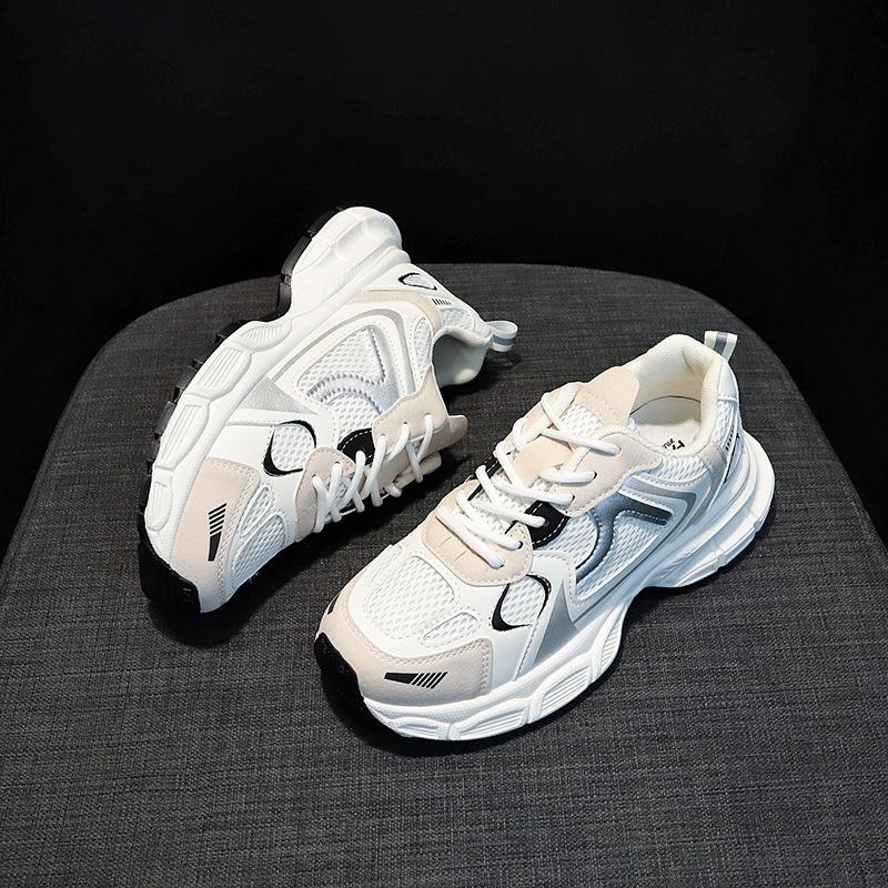 Повседневная спортивная обувь на платформе женская летняя дышащая 2024 весна и осень новая популярная обувь для папы женская универсальная беговая обувь тренд 40 белый