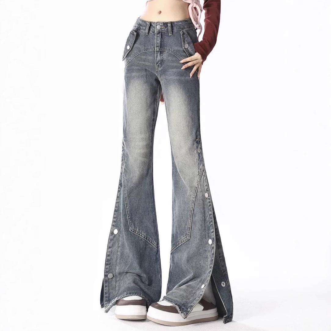 High-Waisted Retro Micro-Flare Button-Slit Jeans for Women - Slimming, Floor-Length Design for Spring & Autumn L
High-Waisted Retro Micro-Flare Button-Slit Jeans for Women - Slimming, Floor-Length Design for Spring & Autumn L