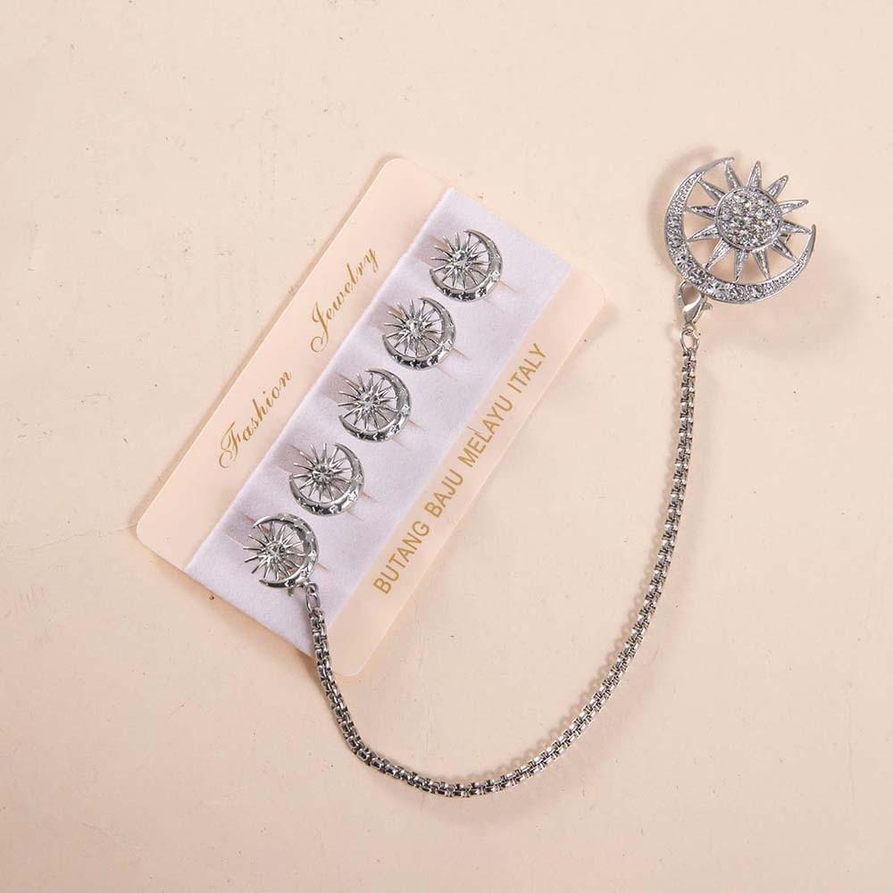 5pcs Rhinestone Butang Baju Melayu Corsage Ornament Brooch with Chain Shiny Baju Melayu Studs Suit Style 1 Silver
5pcs Rhinestone Butang Baju Melayu Corsage Ornament Brooch with Chain Shiny Baju Melayu Studs Suit Style 1 Silver