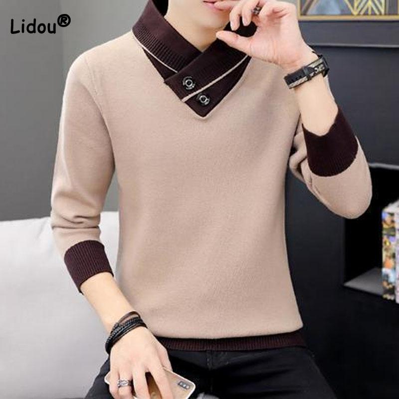 Autumn Winter Men s Turtleneck Thick Long Sleeve Sweaters Korean Trend Solid Color Spliced Knitted Pullovers Male Clothes S чорний
Autumn Winter Men s Turtleneck Thick Long Sleeve Sweaters Korean Trend Solid Color Spliced Knitted Pullovers Male Clothes S чорний