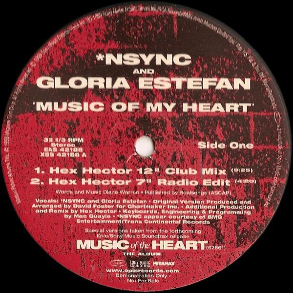 12inch Record NSYNC & GLORIA ESTEFAN - Music Of My Heart EAS42188 Epic 1999 US Dance & Electronica Used
12inch Record NSYNC & GLORIA ESTEFAN - Music Of My Heart EAS42188 Epic 1999 US Dance & Electronica Used