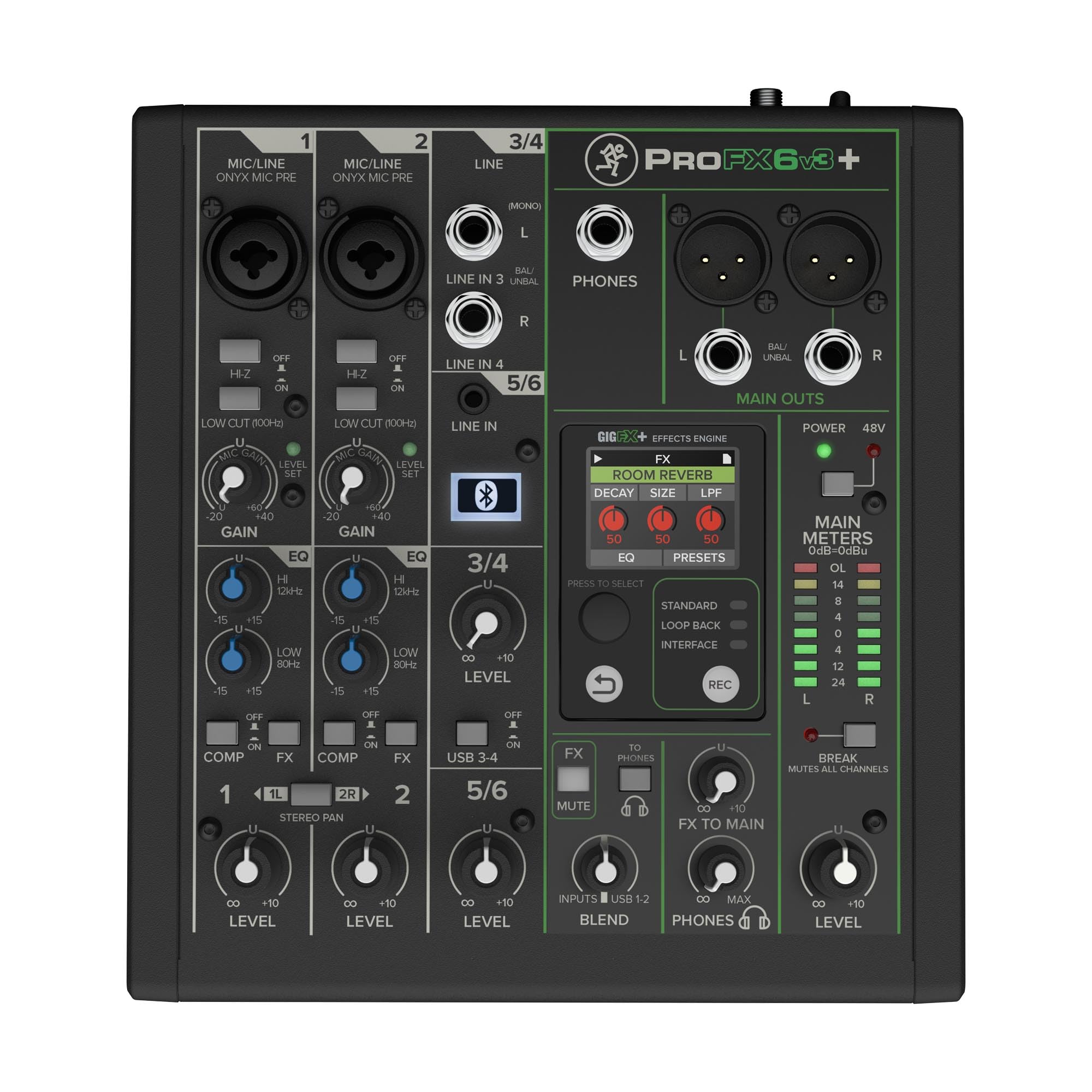 MACKIE 6 channel analog mixer WITH ENHANCED USB recording BLUETOOTH FX, & ProFX6v3+ чорний
MACKIE 6 channel analog mixer WITH ENHANCED USB recording BLUETOOTH FX, & ProFX6v3+ чорний