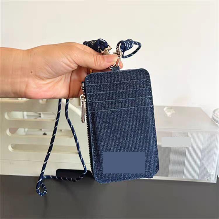 1pcs Dark denim fabric card bag, ID bag, hanging rope, unisex coin purse, multiple card slots with zipper
1pcs Dark denim fabric card bag, ID bag, hanging rope, unisex coin purse, multiple card slots with zipper