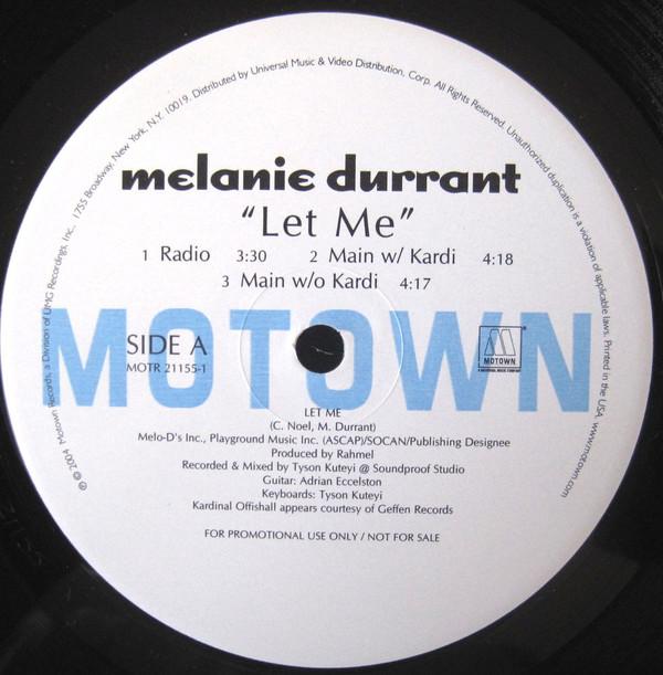 12inch Record MELANIE DURRANT - Let Me MOTR211551 Motown 2003 US Rap & Hip-Hop/R&B Used
12inch Record MELANIE DURRANT - Let Me MOTR211551 Motown 2003 US Rap & Hip-Hop/R&B Used