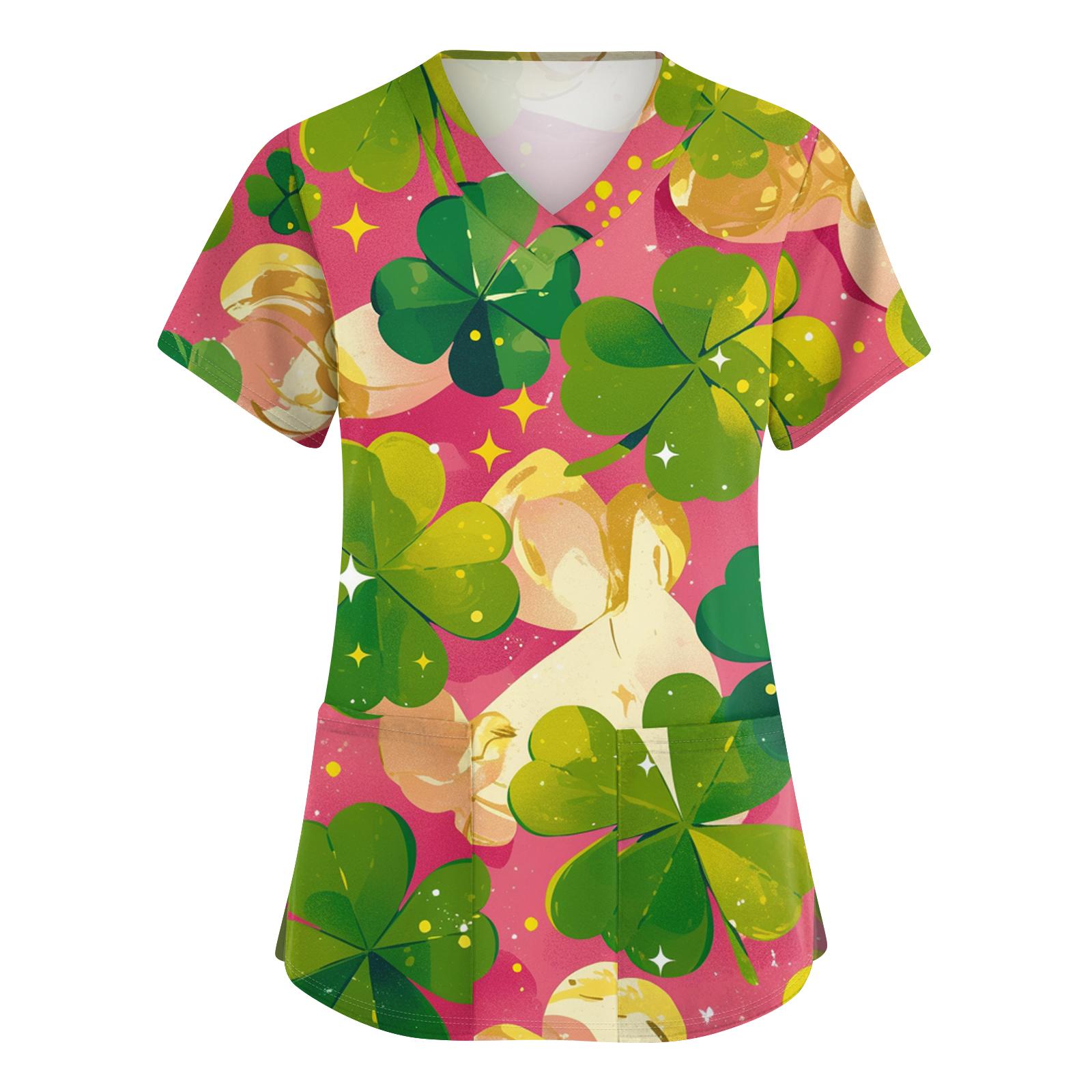 Ladies St. Patrick Print Fashionable V-neck Pocket Short Sleeved Uniform And Caregiver Top M
Ladies St. Patrick Print Fashionable V-neck Pocket Short Sleeved Uniform And Caregiver Top M