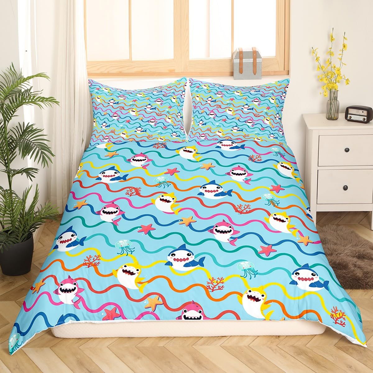 Undersea Carton Patern Soft Duvet Cover Undersea Animal Adventure Comfortable Quilt Cover for Tens Young Boys Young Girls Rom Decor Beding 3 Piece Set 100*200cm Single
Undersea Carton Patern Soft Duvet Cover Undersea Animal Adventure Comfortable Quilt Cover for Tens Young Boys Young Girls Rom Decor Beding 3 Piece Set 100*200cm Single