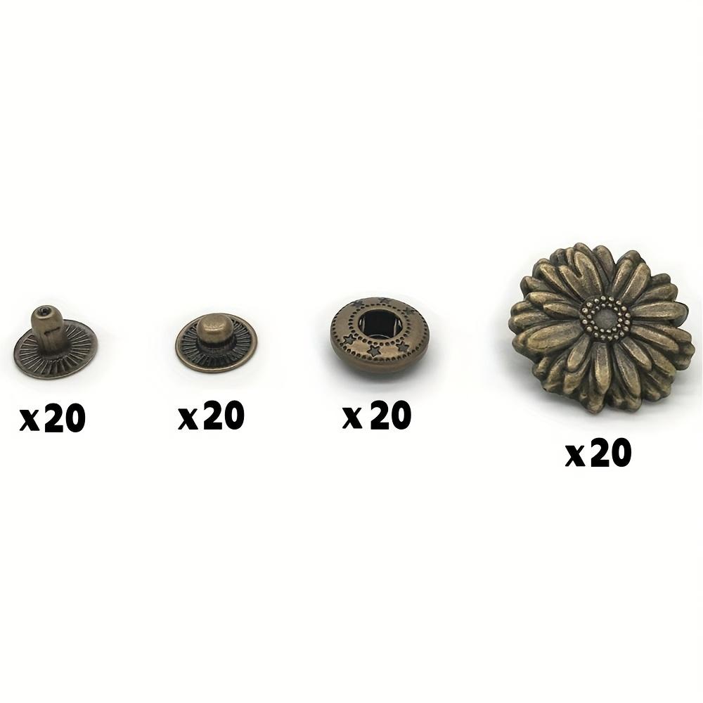 20 PCS Metal flower Shape Turn Lock Replacement Jeans Buttons Alloy Removable Buttons Easy Clip Snap DIY Accessories
20 PCS Metal flower Shape Turn Lock Replacement Jeans Buttons Alloy Removable Buttons Easy Clip Snap DIY Accessories