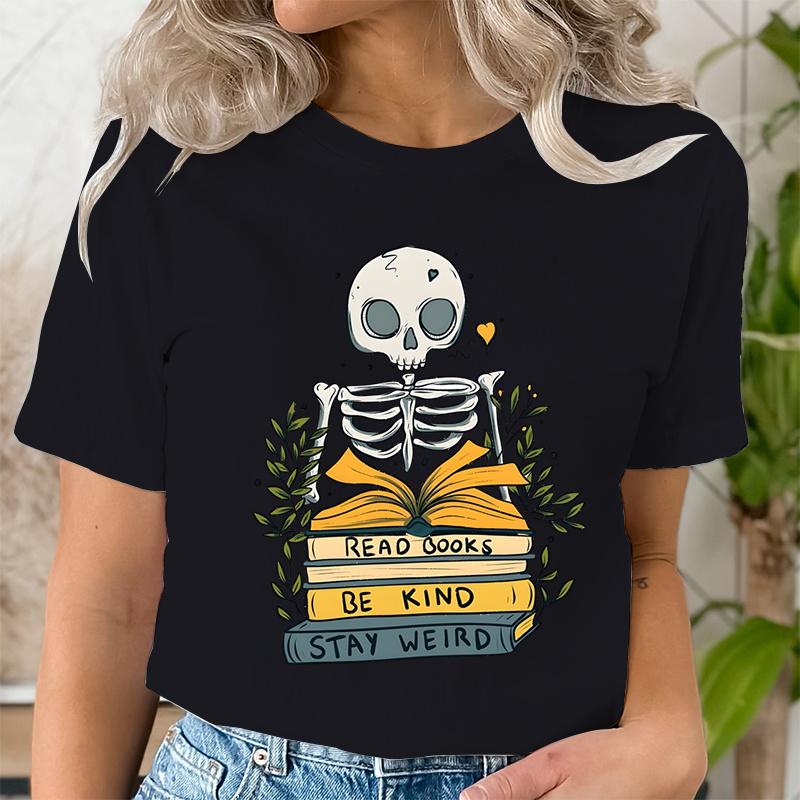 Читайте книги Футболки De Kind Stay Weird Женская ретро-футболка с черепом и скелетом Футболка с коротким рукавом и круглым вырезом Футболка Bookworm Book Lover
Читайте книги Футболки De Kind Stay Weird Женская ретро-футболка с черепом и скелетом Футболка с коротким рукавом и круглым вырезом Футболка Bookworm Book Lover