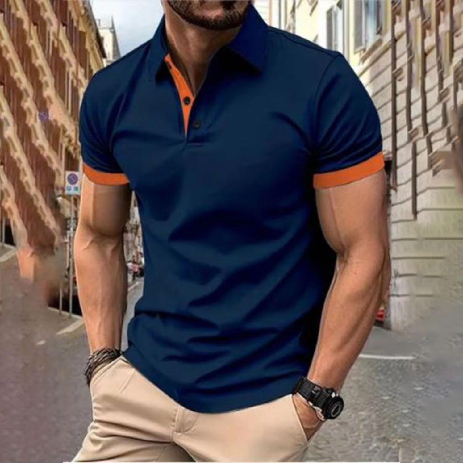 Spring and Summer T-shirt Men s Short Sleeved Casual Top Fashion Polo Shirt S помаранчевий
Spring and Summer T-shirt Men s Short Sleeved Casual Top Fashion Polo Shirt S помаранчевий