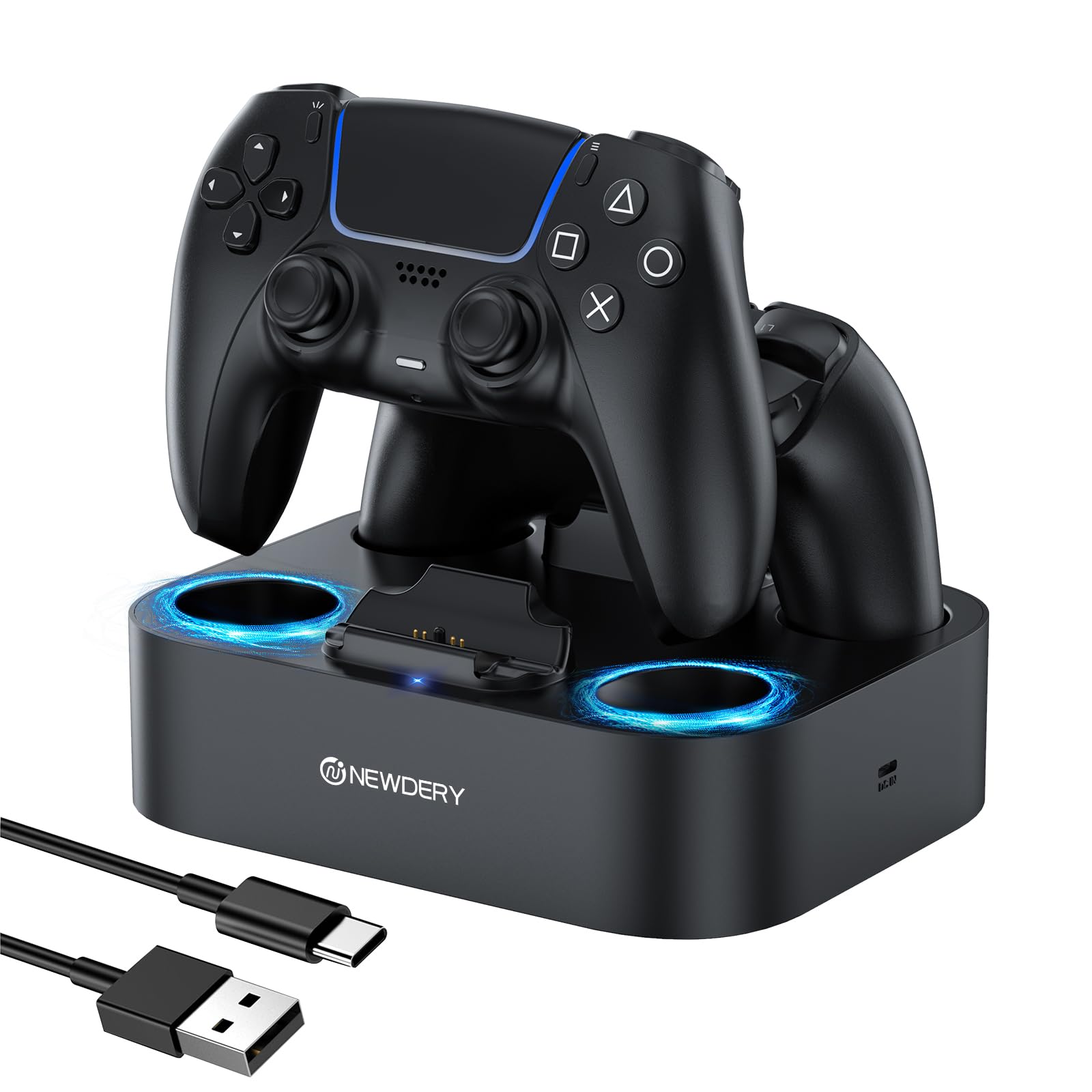 NEWDERY PS5 Controller Charging Rapid Can charge 2 devices at the same Can be charged just by placing Overcharging cable LED indicator light Black
NEWDERY PS5 Controller Charging Rapid Can charge 2 devices at the same Can be charged just by placing Overcharging cable LED indicator light Black