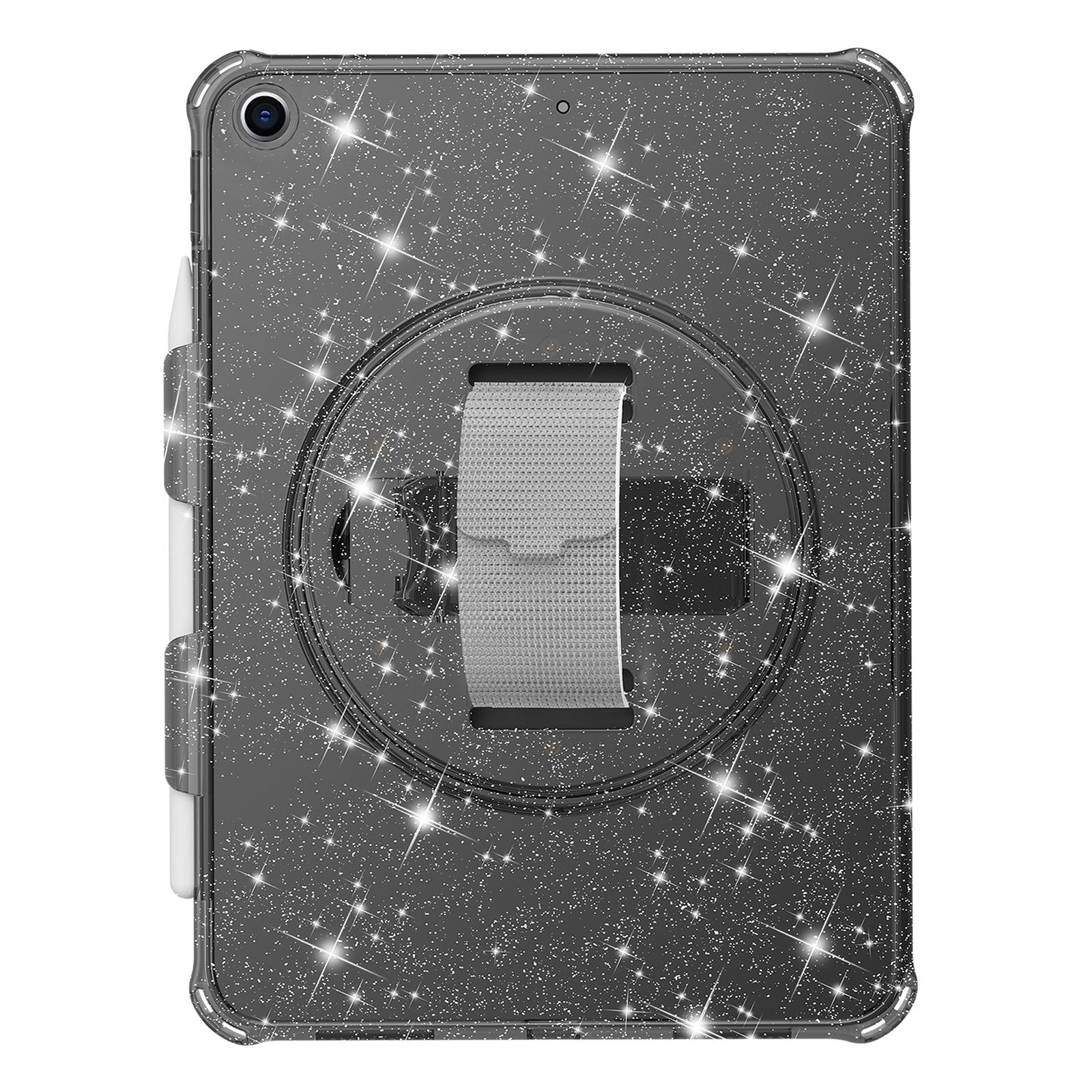 For iPad 10.2 (2021)/(2020)/(2019) Rotary Hand Strap Kickstand Tablet Case TPU+PC Tablet Cover with Shoulder Strap Glitter Black
For iPad 10.2 (2021)/(2020)/(2019) Rotary Hand Strap Kickstand Tablet Case TPU+PC Tablet Cover with Shoulder Strap Glitter Black