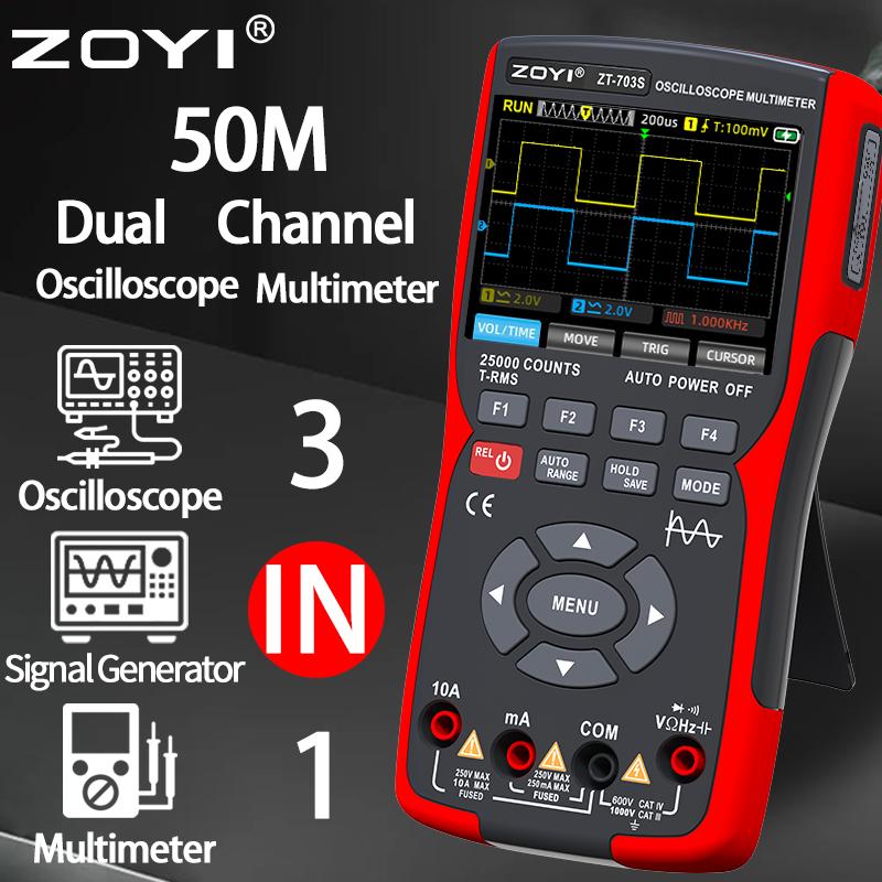 OYI ZT703S 3in1 Digital Multimeter 50MHz Bandwidth 280MS Rate PC Waveform Data Storage Dual Oscilloscope Signal Generator
OYI ZT703S 3in1 Digital Multimeter 50MHz Bandwidth 280MS Rate PC Waveform Data Storage Dual Oscilloscope Signal Generator