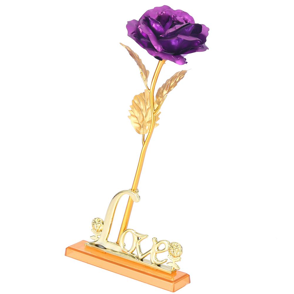 Цветок из 24-каратной золотой фольги Искусственная роза Романтический подарок на День святого Валентина для декора дома и стола(фиолетовый)