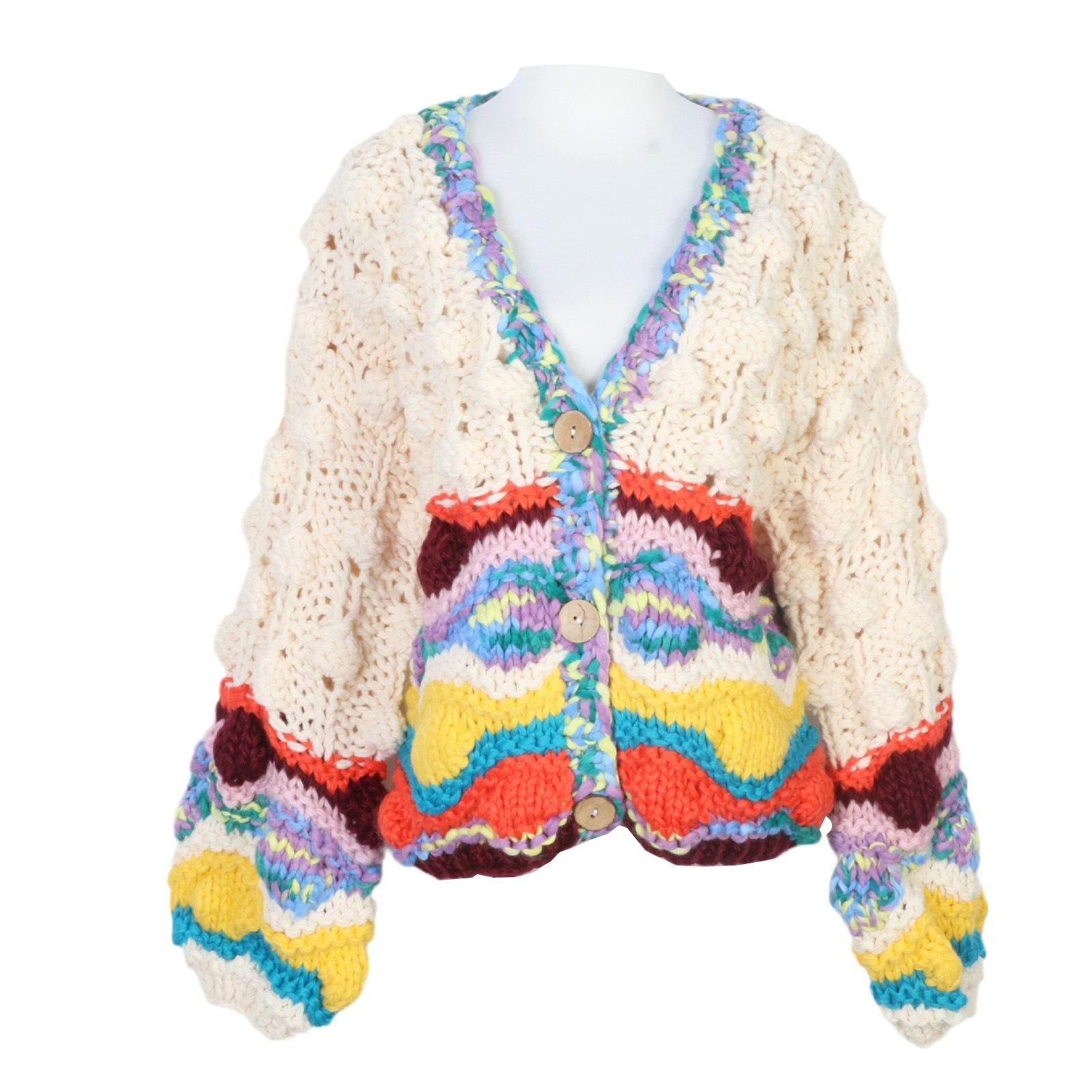 Women s Loose Fit Hand-Knitted 3D Pompom Cable Knit Color Block Cardigan for Autumn/Winter Large
Women s Loose Fit Hand-Knitted 3D Pompom Cable Knit Color Block Cardigan for Autumn/Winter Large