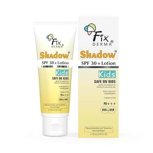 Fixderma Shadow Sunscreen SPF 30+ Lotion for Kids PA+++ | Sensitive Skin, Body & Face | UVA & UVB Protection,Non Greasy & Water Resistant - 75gm 75 GM
Fixderma Shadow Sunscreen SPF 30+ Lotion for Kids PA+++ | Sensitive Skin, Body & Face | UVA & UVB Protection,Non Greasy & Water Resistant - 75gm 75 GM