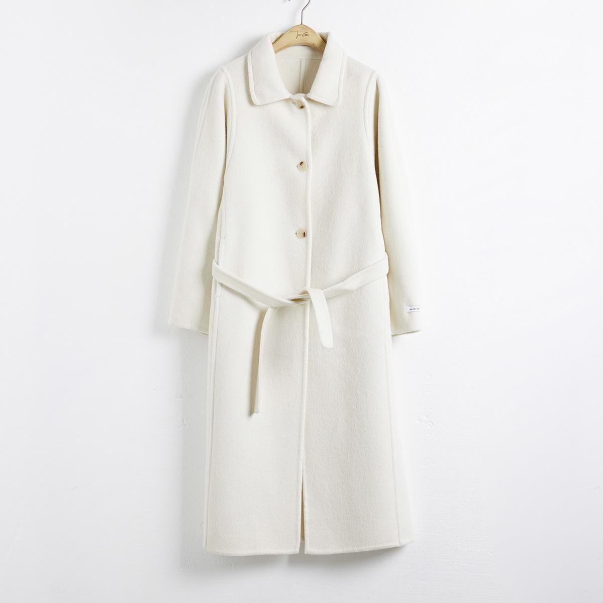 Зимнее женское пальто 100% шерсть осеннее шерстяное свободное пальто модная шерстяная смесь длинная куртка большого размера M белый