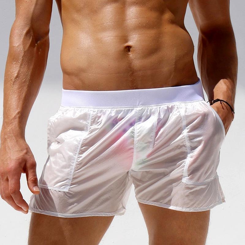 1 шт. прозрачные модные универсальные плавки уникальный дизайн пляжные брюки спортивный стиль спортивные штаны для ношения на улице S белый