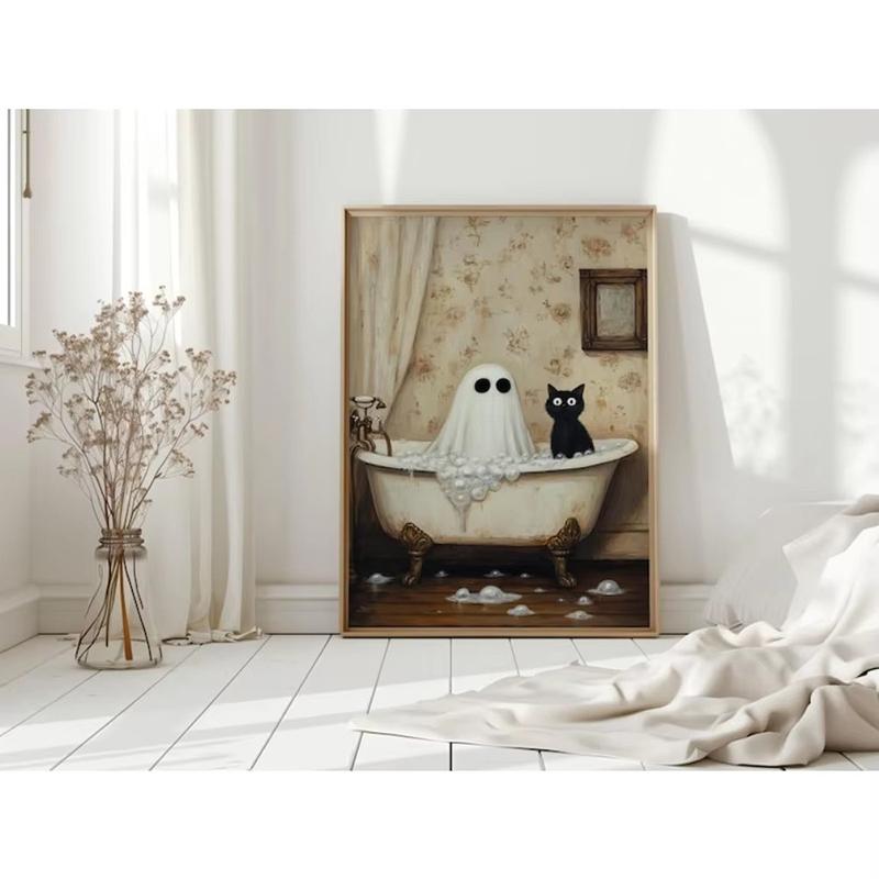 No Framed Canvas Ghost Reading in Bathtub Art Print Posters, Cute Halloween Ghost with Black Cat Design, Cozy Halloween Decor, F 21X30CMNo Framed
No Framed Canvas Ghost Reading in Bathtub Art Print Posters, Cute Halloween Ghost with Black Cat Design, Cozy Halloween Decor, F 21X30CMNo Framed