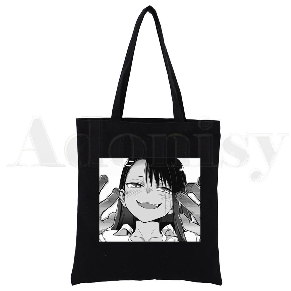 Nagatoro Harajuku Модные черные сумки для покупок Холщовая большая сумка Пожалуйста, не запугивайте меня Многоразовая тканевая сумка Сумки на плечо
Nagatoro Harajuku Модные черные сумки для покупок Холщовая большая сумка Пожалуйста, не запугивайте меня Многоразовая тканевая сумка Сумки на плечо
