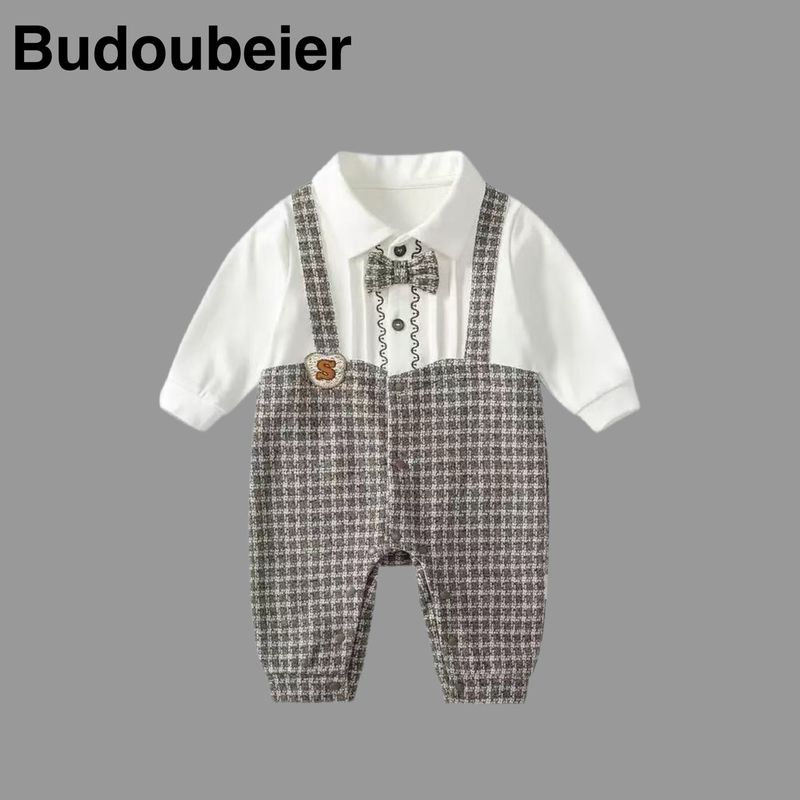 Baby Spring and Autumn Outfit, Stylish Gentleman Plaid Jumpsuit for Baby Boys, Suitable for Full Month and 100-Day Celebrations, Outdoor Wear Romper Gray 59
Baby Spring and Autumn Outfit, Stylish Gentleman Plaid Jumpsuit for Baby Boys, Suitable for Full Month and 100-Day Celebrations, Outdoor Wear Romper Gray 59