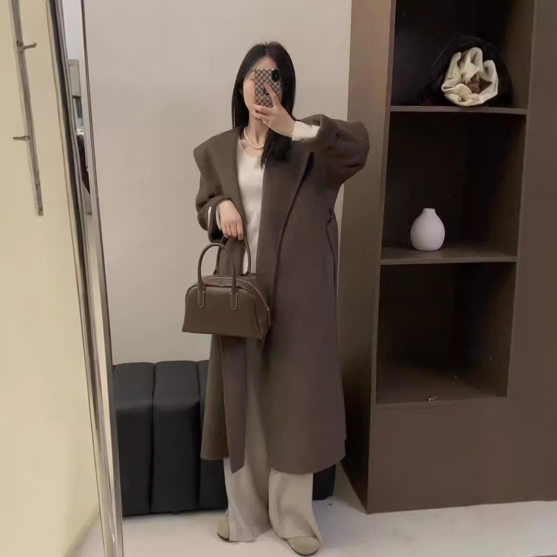 Новое осенне-зимнее модное двухстороннее шерстяное пальто в корейском стиле, свободное повседневное шерстяное пальто M