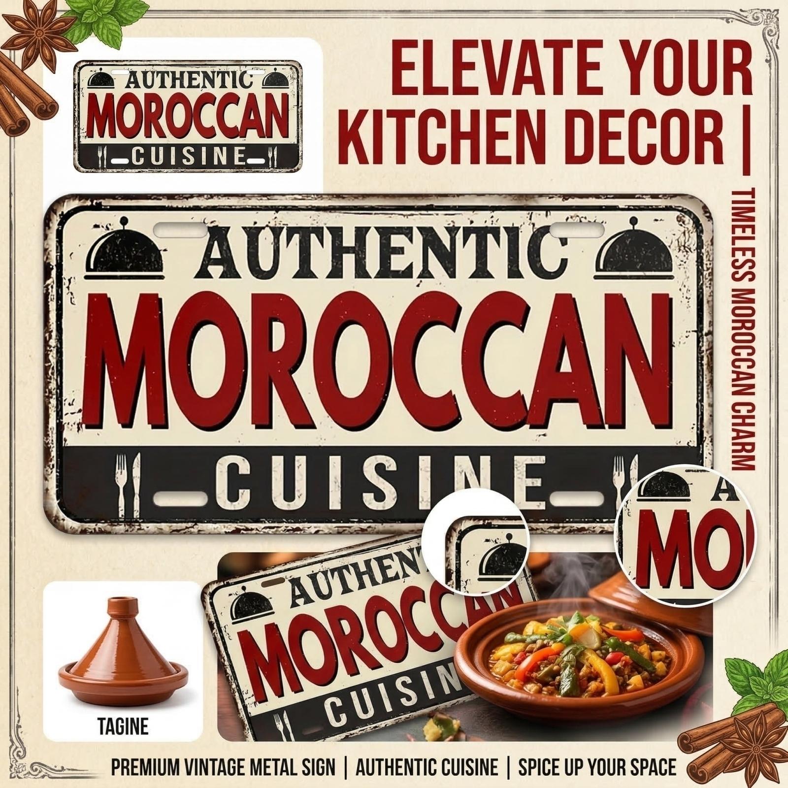 Moroccan Cuisine Metal Decorative Signboard one size
Moroccan Cuisine Metal Decorative Signboard one size